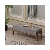 banc à chaussures rembourré d'entrée, banc de chambre à coucher en bois de style japonais pour bout de lit, banc de salle à manger en tissu avec siège rembourré pour salon et maison - beige 105 x