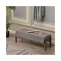 banc à chaussures rembourré d'entrée, banc de chambre à coucher en bois de style japonais pour bout de lit, banc de salle à manger en tissu avec siège rembourré pour salon et maison - beige 105 x