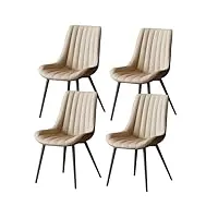 salon mobilier chaises à manger ensemble 4 chaises salle manger cuisine chaise comptoir salon cuir microfibre pieds métal robuste acier carbone chaise bureau domestique ( color : khaki+coffee back )