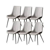 salon mobilier chaises à manger ensemble 6 chaises salle manger chaises comptoir salon cuisine cuir microfibre pieds métal robustes acier carbone chaise bureau domestique ( color : light gray+coffee b