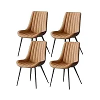 salon mobilier chaises à manger ensemble 4 chaises salle manger cuisine chaise comptoir salon cuir microfibre pieds métal robuste acier carbone chaise bureau domestique ( color : camel+coffee back )