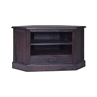 raugaj furniture home tools meuble tv d'angle en bois d'acajou massif noir clair 80 x 40 x 49 cm