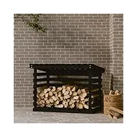 raugaj furniture home tools Étagère à bois de cheminée en pin massif noir 108 x 73 x 79 cm