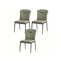 fgyahokn set de 3 chaises de salle À manger rembourrées avec dossier, chaise de cuisine rembourrée en similicuir, fauteuil de cuisine, chaise similicuir avec pieds en métal