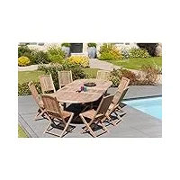 macabane harris - table de jardin 10/12 personnes - ovale double extension 200/300 * 120 cm en bois teck