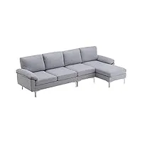 sswerweq poufs adultes convertible sectional couch with chaise iron feet 4 seats indoor sofa light