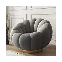 fcynnv chaises d'appoint pivotantes, chaise ronde de loisirs avec pouf, canapé simple confortable pour hôtel, salon, chambre à coucher (couleur : gris)
