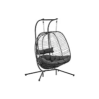 uniprodo uni_hc_04 fauteuil suspendu sur pied - pour deux personnes - siège pliable - noir/gris chaise suspendue fauteuil oeuf suspendu loveuse suspendue oeuf suspendu