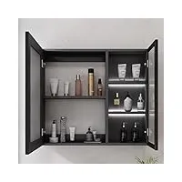 armoire à miroir de salle de bain led moderne avec rangement, armoire à miroir intelligente anti-buée 28 × 26 avec bouton tactile, armoire à pharmacie murale rectangulaire avec cadre en aluminium (65