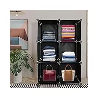 kedia armoire chambre en plastique, armoire penderie & armoire à chaussures, armoire modulable avec portes, armoire rangement organisateur vêtements (noir)