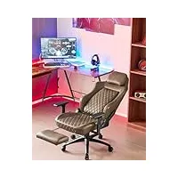 woltu chaise gaming, chaise de bureau ergonomique en Éponge, chaise de course avec coussin de tête et support lombaire intégré, inclinable, similicuir vintage, brun, gs06br