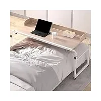 faxioawa table de lit, table de lit, table d'ordinateur portable avec roulettes, hauteur réglable 65-95 cm, poste de travail informatique, table de lit, table de chaise (couleur : chêne)
