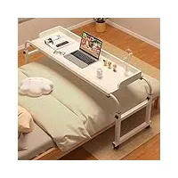 faxioawa table de lit avec roulettes, table de lit d'hôpital, hauteur réglable 65-95 cm, plateau roulant, travail, lecture, petit déjeuner, table pour ordinateur portable (couleur : blanc)