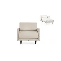 likoolis fauteuil lit français 1 place pacha 80 large accoudoirs amovibles : coloris - cuir-artificiel/blanc - combi - blanc
