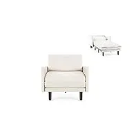 likoolis fauteuil lit français 1 place roller 80 large accoudoirs amovibles : coloris - cuir-artificiel/blanc - combi - blanc