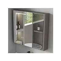 temkin armoire à miroir intelligente pour salle de bain, armoire à miroir murale, éclairage led, adaptée aux couloirs, chambres et salons (gris 75 cm)