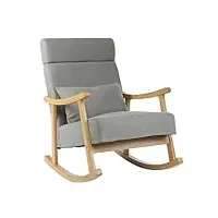 fauteuil à bascule au design moderne pour salon - revêtement en bois et tissu - inclinable de luxe pour adultes - meubles de maison pour salon, chambre à coucher, chambre d'enfant