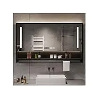 lamedoat armoire de toilette avec miroir de salle de bain, anti-buée, éclairage led, surface de miroir haute résolution, adaptée aux couloirs, chambres et salons (couleur : gris, taille : 100 cm)