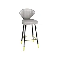 qhbdjx tabouret de bar fuax siège rembourré en cuir tabouret de bar avec pieds en métal cuisine petit-déjeuner chaise de bar meubles de salle à manger, gris, 65 cm (gris 75 cm)