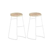 qhbdjx lot de 2 tabourets de bar à hauteur de comptoir, chaise de bar en bois massif pour îlot de cuisine, tabouret de bar rustique en métal avec pied et repose-pieds en métal, 65 cm (75 cm)