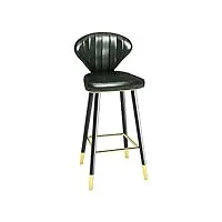 qhbdjx tabouret de bar fuax siège rembourré en cuir tabouret de bar avec pieds en métal cuisine petit déjeuner chaise de bar maison meubles de salle à manger, gris, 65 cm (vert 65 cm)