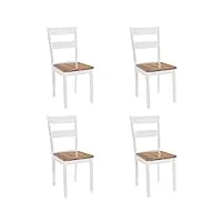 aijuukjp furniture home tools lot de 4 chaises de salle à manger en bois d'hévéa massif blanc