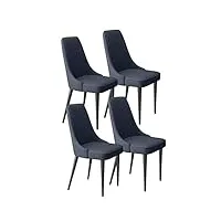 amazwi ensemble de 4 chaises salle manger modernes simili cuir,chaises cuisine avec pieds métal, chaises comptoir salon (color : blue)