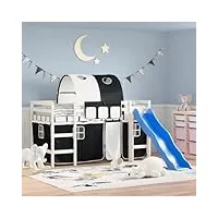 csderty furniture home tools lit mezzanine pour enfant avec tunnel blanc et noir 90 x 200 cm bois de pin massif