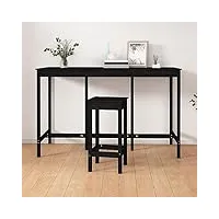 tekeet furniture home tools table de bar en pin massif noir 180 x 80 x 110 cm