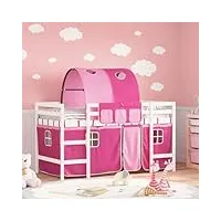 furniture home tools lit mezzanine pour enfant avec tunnel en pin massif rose 90 x 200 cm