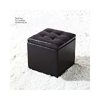 générique pouf de rangement carré en bois, cube avec similicuir avec couvercle à charnière repose-pieds tabouret table basse pouf boîte de rangement-gris 40x40x40cm (16x16x16)