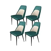 tingmian ensemble de 4 chaises de cuisine,chaise salle manger cuir microfibre artificielle,chaise salon avec pieds métal,chaises d'appoint design dossier incurvé (color : green-)