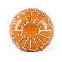 housse de pouf ronde ottomane, repose-pieds marocain non rembourré, coussin de sol confortable en simili cuir, tabouret décoratif pour la maison (couleur : marron clair) (curcuma.)