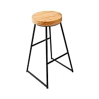 tabouret de bar tabourets de bar réglables tabourets de bar chaises de salle à manger cuisine petit déjeuner tabouret de bar rond en bois, siège en bois massif, pieds en fer noir, chaises de comptoir