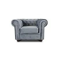 silape - fauteuil chesterfield asti - chesterfield canapé 1 places - glamour - salon (gris (velvet 10))