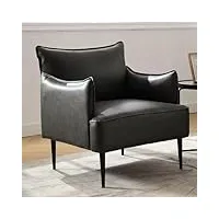 pjgfbyt fauteuil moderne en cuir synthétique rembourré avec dossier, chaise d'appoint occasionnelle pour salon/bureau, (couleur : gris)