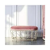 banc avec base dorée, banc à chaussures rembourré confortable pour entrée, tabouret de repose-pieds de salon et banquette d'extrémité de lit (couleur : rose, taille : 78,7 x 40,6 x