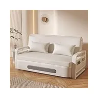 krajono canapé-lit, lit de canapé multifunction simple rétractable pour la maison, divans de salon convertible à coussin doux, salon, balcon, chaise longue multifonction. (white, 128cm)