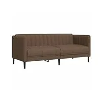vidaxl canapé à 2 places, sofa avec pieds, canapé rembourré avec accoudoirs et dossier, meuble de chambre à coucher intérieur, marron tissu