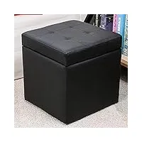 générique tabouret,geelky cube faux cuir ottoman rangement repose-pieds pouf banquette, avec charnière top organisateur boîte pouf coffre siège unique-noir 30x30x32cm (12x12x13)