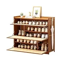 meuble à chaussures, étagère à chaussures autoportante en bambou, armoire de rangement à tiroirs rabattables pour entrée, cuisine