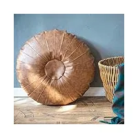 tabouret,tabouret pouf ottoman, repose-pieds marocain fait main tabouret f coussin pouf chaise faux cuir tatami pouf décoratif maison cadeau-crémeux(size:65x25cm(26x10inch),color:brun clair)