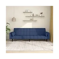 tidyard canapé-lit à 2 places avec deux oreillers bleu tissu, canapé convertible siège confortable banquette lit pour salon, chambre d'amis, appartement, petit espac style a