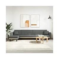 tidyard canapé-lit en forme de l gris foncé 275x140x70 cm tissu, canapé d'angle convertible siège confortable banquette lit pour salon, chambre d'amis, appartement, petit espac