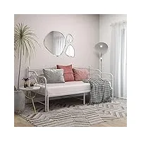 tidyard cadre de canapé-lit extensible blanc métal 90x200 cm, canapé convertible siège confortable banquette lit pour salon, chambre d'amis, appartement, petit espac