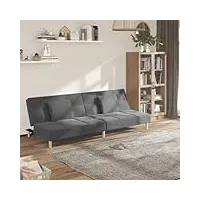 tidyard canapé-lit à 2 places avec deux oreillers gris clair tissu, canapé convertible siège confortable banquette lit pour salon, chambre d'amis, appartement, petit espac style d