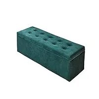 tabouret,azicyn pouf de rangement pliant siège repose-pieds en flanelle verte boîte de rangement pour jouets tabouret de chambre à coucher coffre à jouets banc à chaussures boîtes d'économie