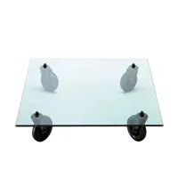 fontana arte - table basse tavolo con ruote 100x100cm - transparent/verre/lxlxh 100x100x25cm