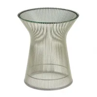 knoll international - table d'appoint platner - transparent/verre de cristal/piètement acier nickelé/h 46cm/ø 40cm