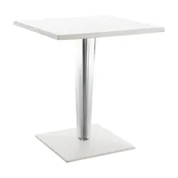 kartell - table top top dr. yes 60x60cm structure carré - blanc/plateau de table werzalit 60x60cm/h 72cm/structure pmma transparent/base carré alumini